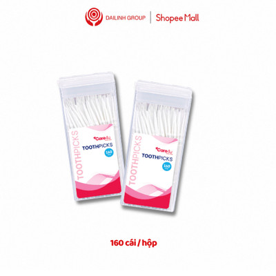 Combo 2 Hộp Tăm Nhựa Care4u 160 Chiếc – 2 Đầu Tiện Lợi, Làm Sạch Kẽ Răng, Nhỏ Gọn Dễ Mang Theo