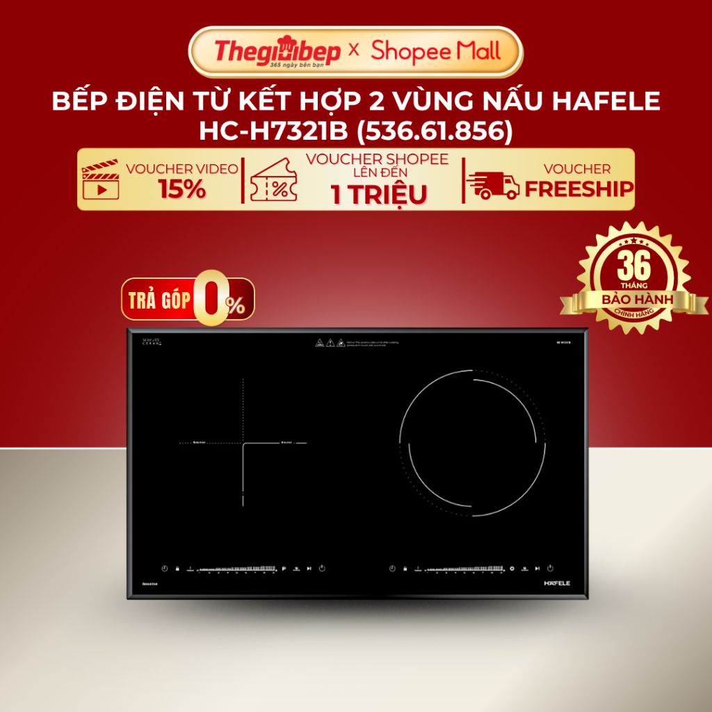 [BH 3 NĂM] - Miễn phí lắp đặt - Bếp điện từ kết hợp Hafele HC-H7321B (536.61.856)