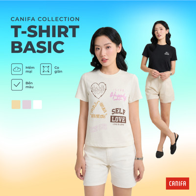 Áo phông nữ CANIFA áo thun cộc tay 100% cotton mềm mịn thoáng mát 6TS26S010