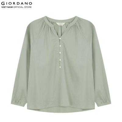 GIORDANO Áo Sơ Mi Linen Nữ Dài Tay Dáng Rộng 5345214