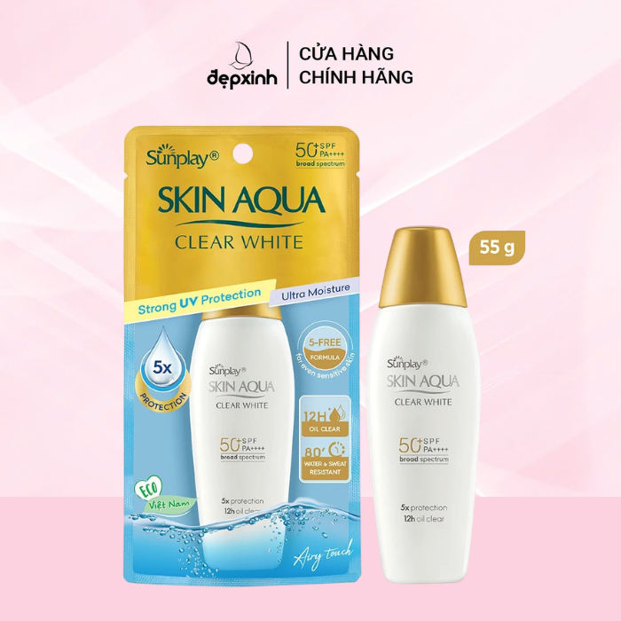 Sữa chống nắng hằng ngày dưỡng trắng Sunplay Skin Aqua Clear White SPF 50+ PA++++ 55g