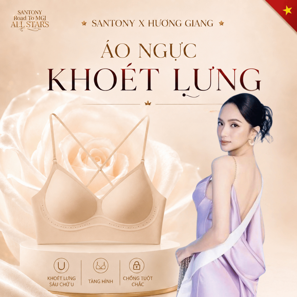 [Hương Giang x Santony] Áo Ngực Khoét Lưng Santony phối áo Hở Lưng 3 Cách Mặc Mát lạnh  65122, 65123