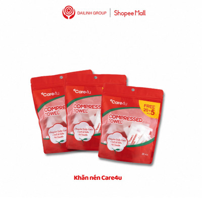 Khăn Nén CARE4U 25 Viên – Mềm Mại, Tiện Lợi, Dùng Một Lần, Vệ Sinh Cá Nhân Hàng Ngày