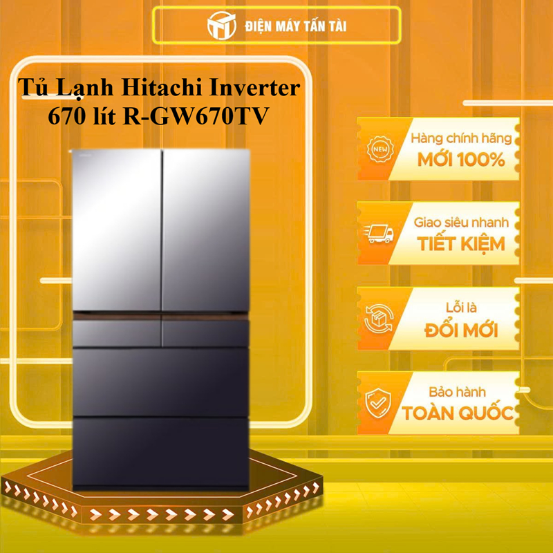 (HCM) - R-GW670TV(XM) - Tủ Lạnh Hitachi Inverter 670 lít R-GW670TV (XM)
