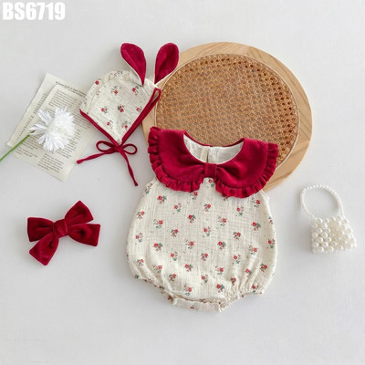 Set Body Viền Bèo Cổ Họa Tiết Hoa Cho Bé Gái Sơ Sinh 1 2 Tuổi MINTSCLOSET - BS6504 BS6719
