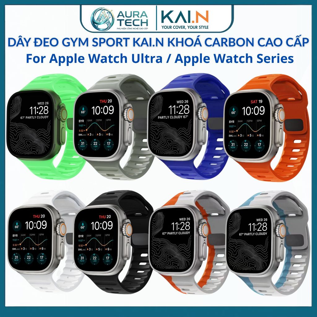 Dây Đồng Hồ Apple Watch Kai.N Sport Carbon Thể Thao Cao Cấp Cho Apple Watch Ultra / Apple Watch Seri