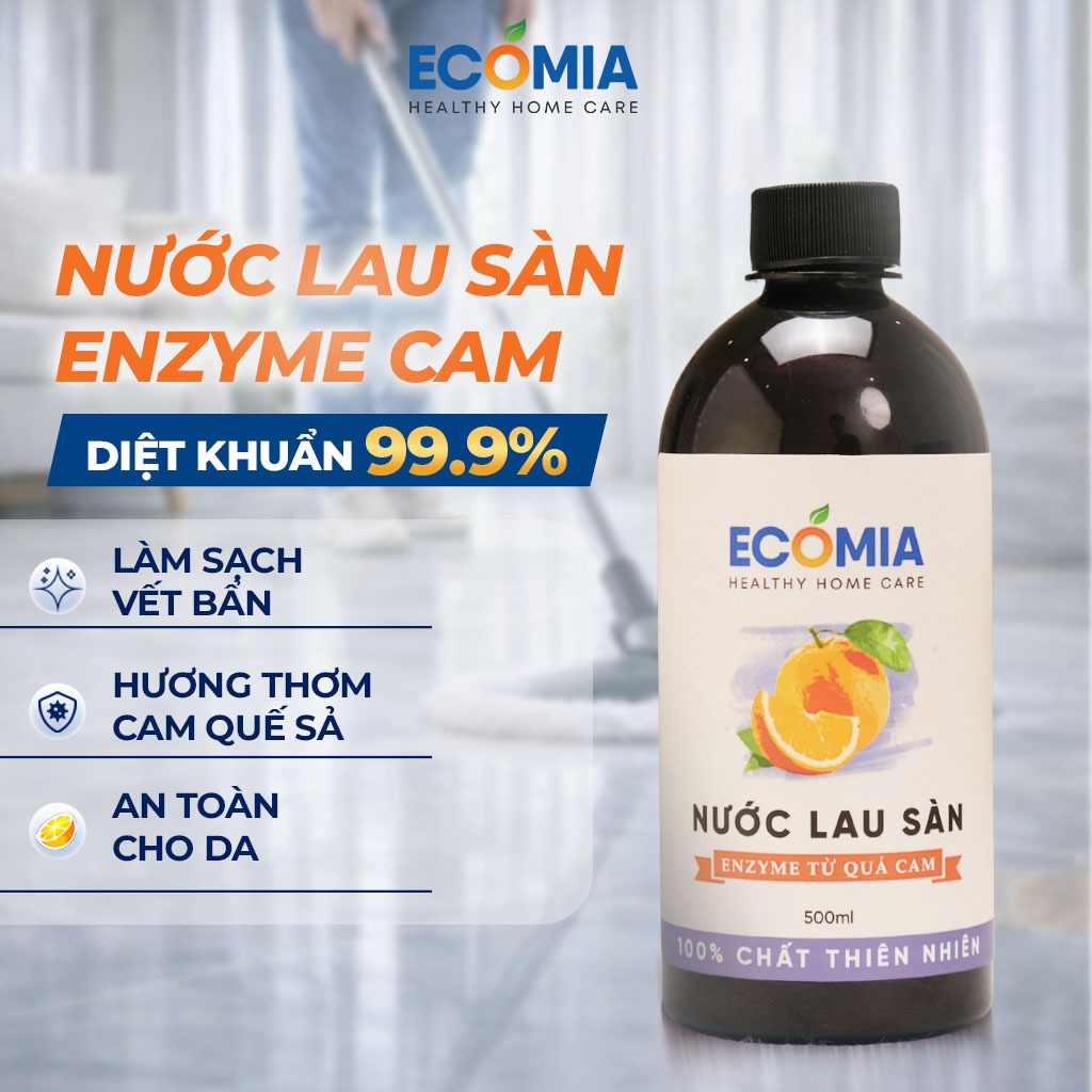 Nước Lau Sàn Sinh Học Ecomia Enzyme Cam Tự Nhiên, Làm Sạch Sàn, Khử Mùi, Đuổi Côn Trùng