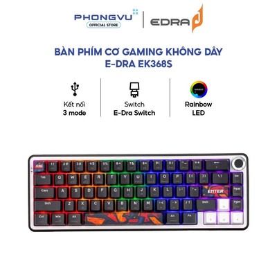 Bàn phím cơ Gaming không dây E-Dra EK368S - Layout 67 - Gasket Mount - RGB - Bảo hành 24 tháng