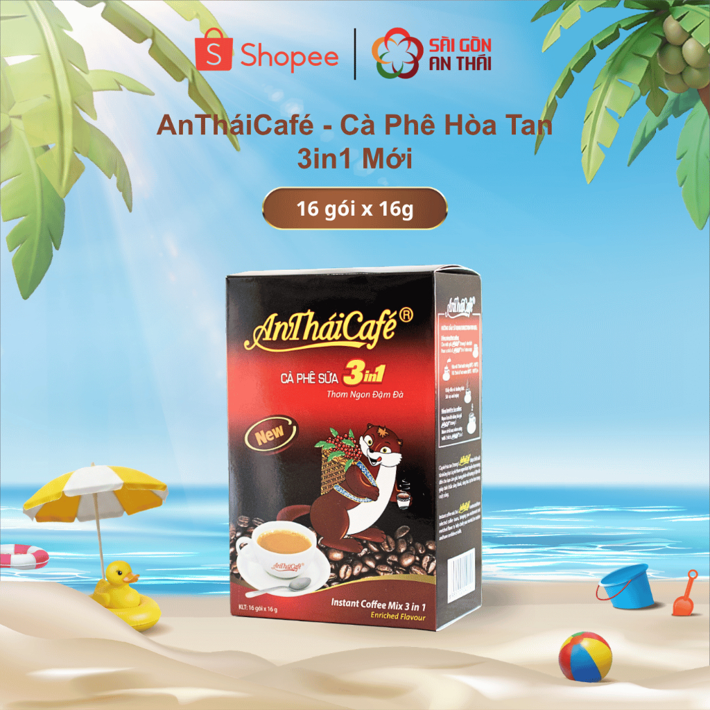 AnTháiCafé - Cà phê sữa 3in1 An Thái hộp 16 gói x 16gr