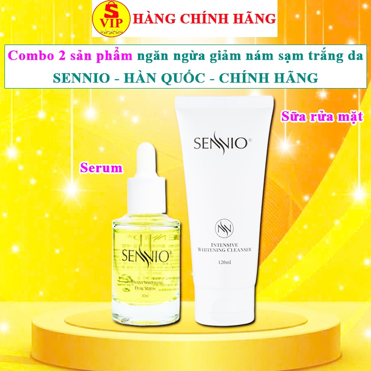 COMBO sennio chính hãng serum nám trắng da sennio hàn quốc sữa rửa mặt sennio chính hãng huyết thanh