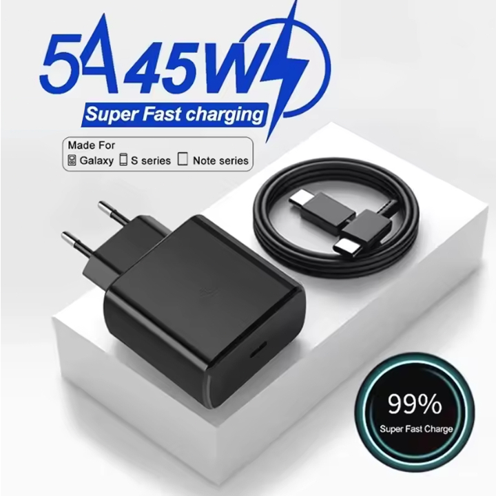 45w Charger For Samsung Super Fast Charging Adapter With Type-C Cable For A36 A56 S20 S21 Plus S22 S