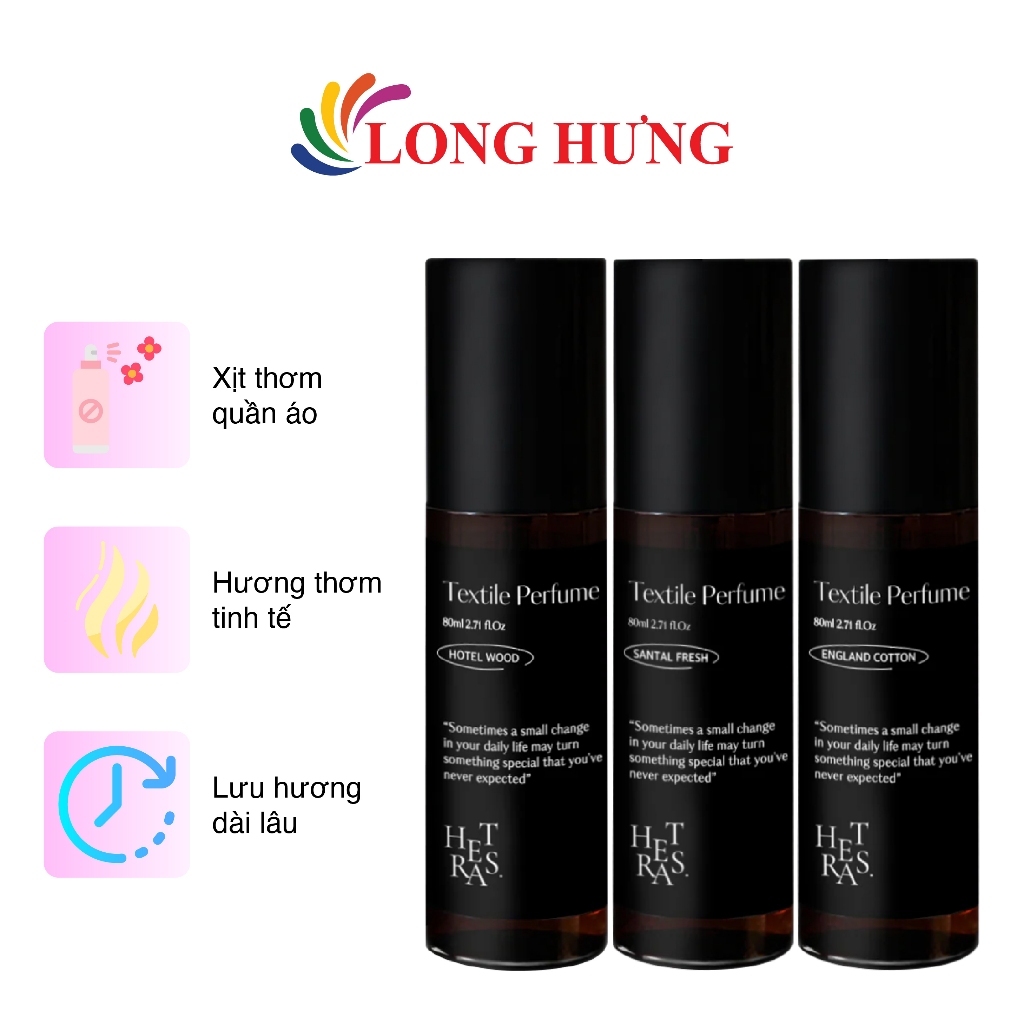 Xịt thơm vải quần áo Hetras Textile Perfume (80ml)