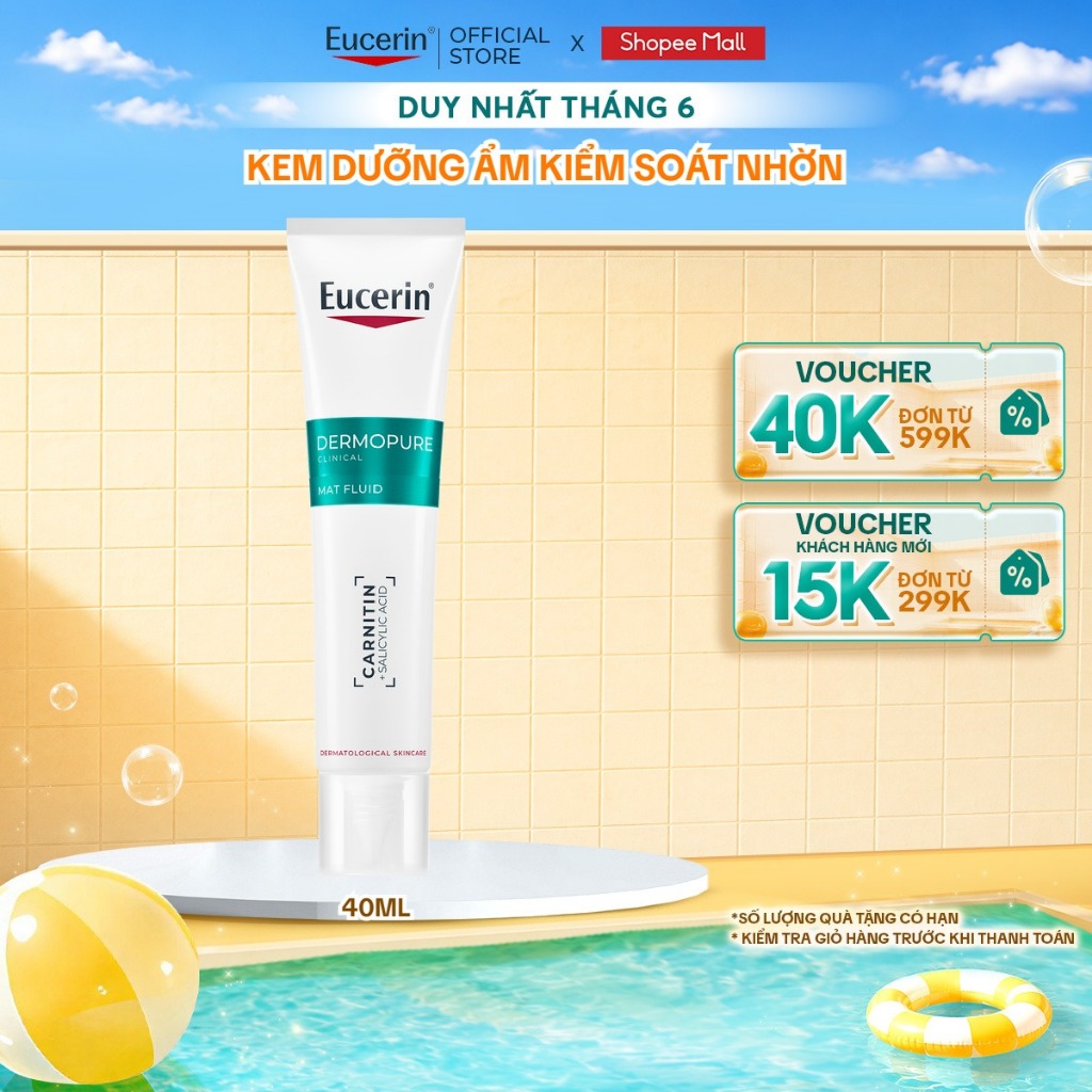 Kem dưỡng ẩm giúp kiểm soát nhờn Eucerin® DermoPure Clinical Mat Fluid 40ml