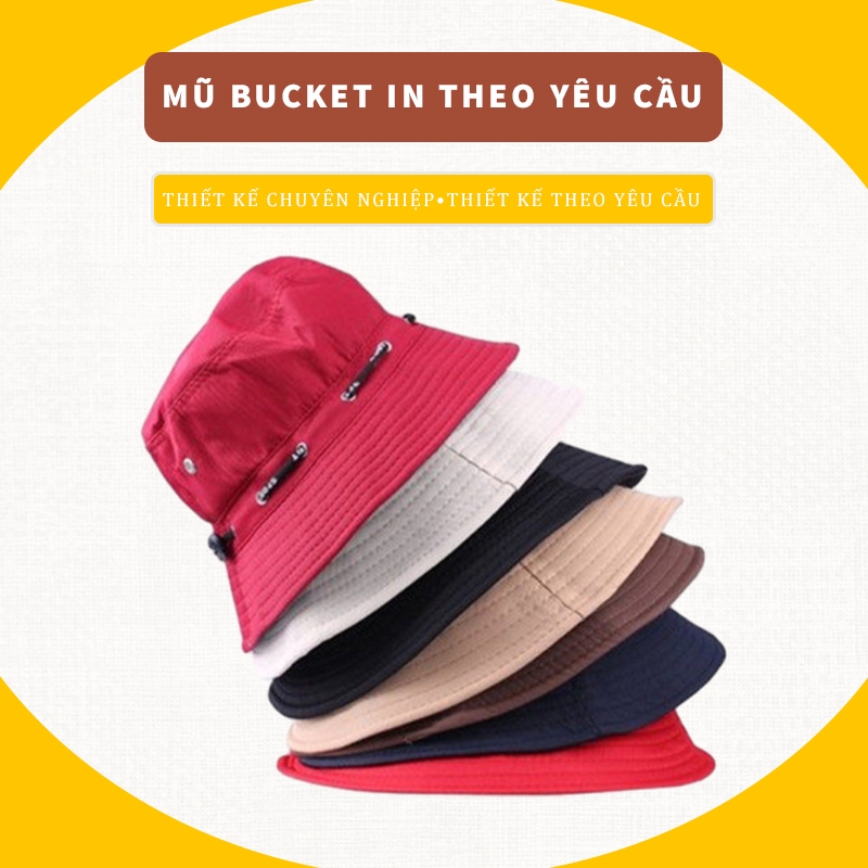 Nón bucket thêu tên theo yêu cầu mũ bucket in chữ theo yêu cầu nón bucket in logo theo yêu cầu mũ ta