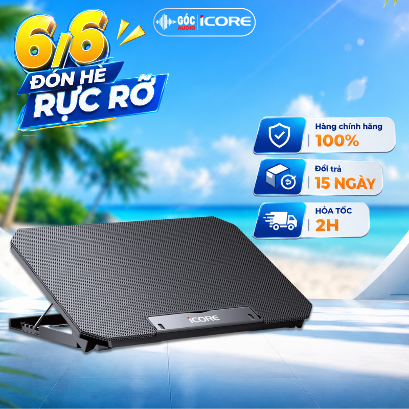 ĐẾ TẢN NHIỆT LAPTOP iCore Q100 – TẢN NHIỆT MẠNH MẼ – THIẾT KẾ CHẮC CHẮN – GÓC AUDIO