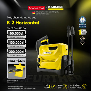 Máy phun rửa áp lực cao Karcher K 2 Horizontal động cơ chổi than, áp lực 110 bar và đã bao gồm dây cấp nước