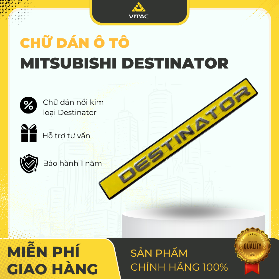 Chữ Nổi Destinator Trang Trí Ngoại Thất Ô Tô Keo 3M Siêu Chắc