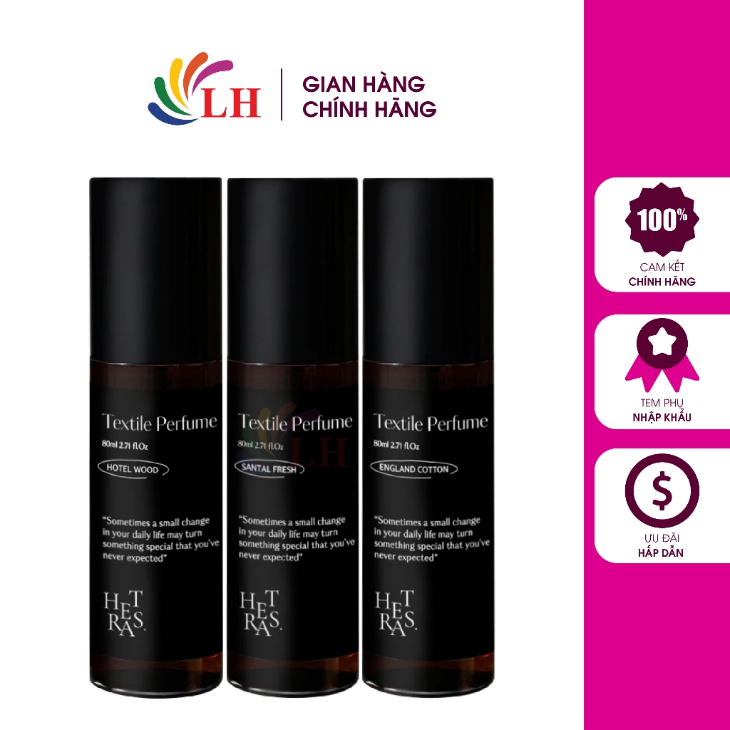 Xịt thơm vải quần áo Hetras Textile Perfume (80ml)