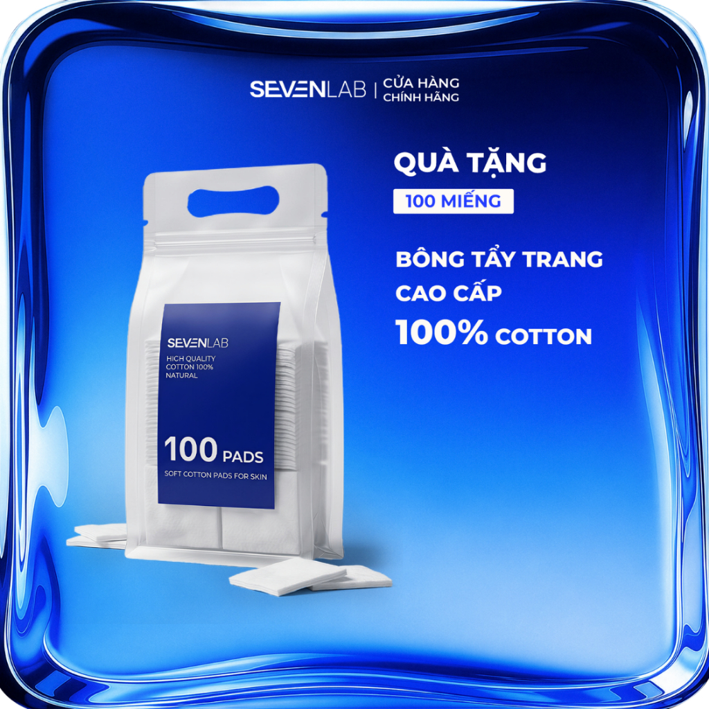 Bông tẩy trang 100% Cotton SEVENLAB 100 miếng không xù lông an toàn lành tình