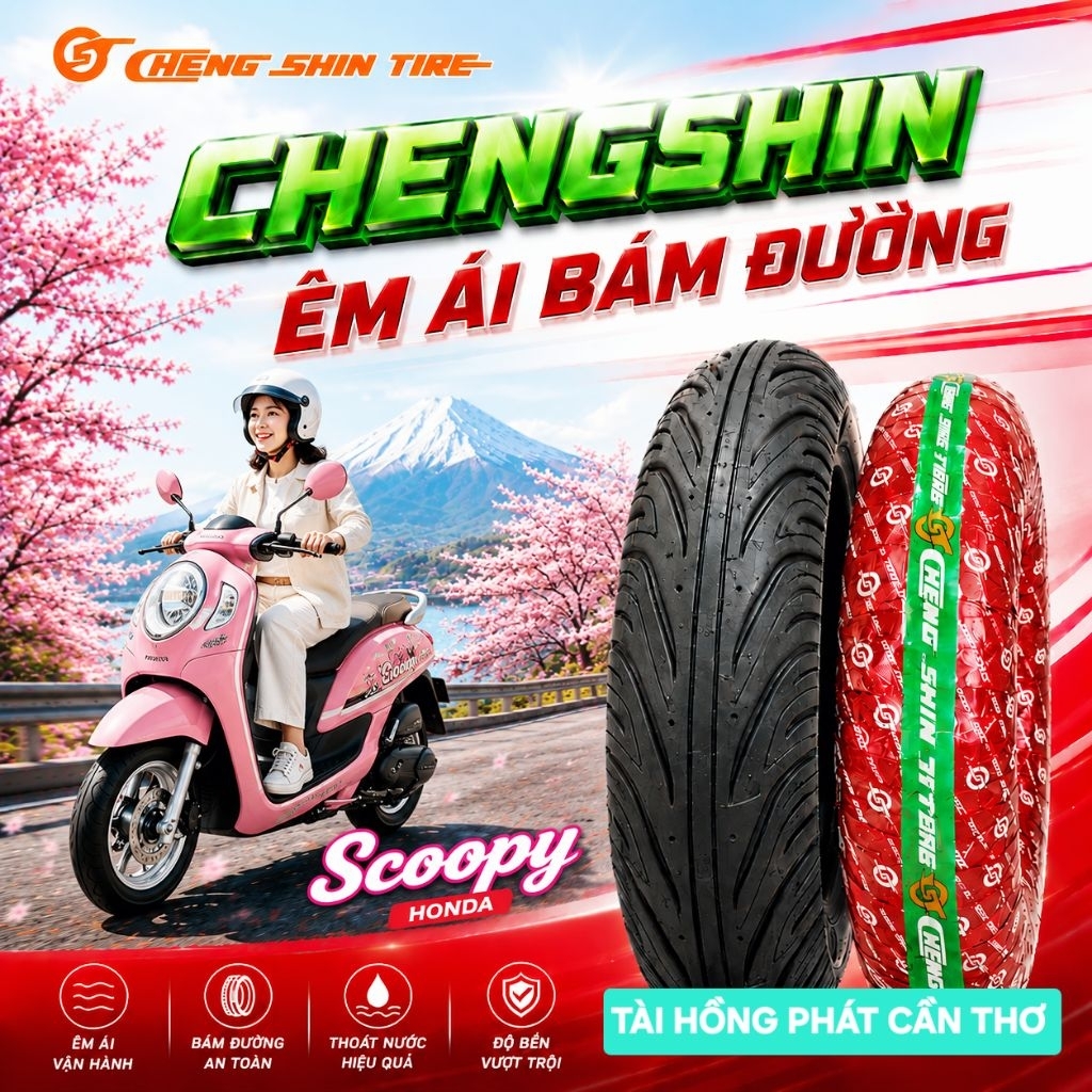 Vỏ Lốp ChengShin Scoopy ,FreeGo 100/90-12 , 110/90-12.