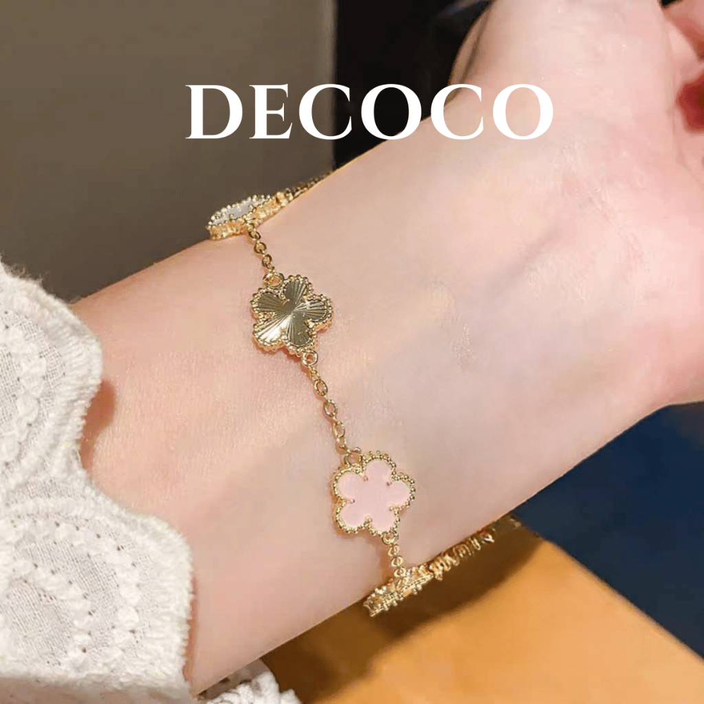Vòng tay nữ LENA charm hoa 5 cánh may mắn mạ vàng DECOCO ( kèm Túi giấy + Hộp + Thiệp) | BigBuy360 - bigbuy360.vn