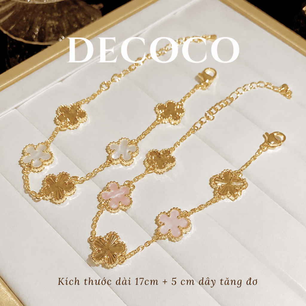 Vòng tay nữ LENA charm hoa 5 cánh may mắn mạ vàng DECOCO ( kèm Túi giấy + Hộp + Thiệp) | BigBuy360 - bigbuy360.vn