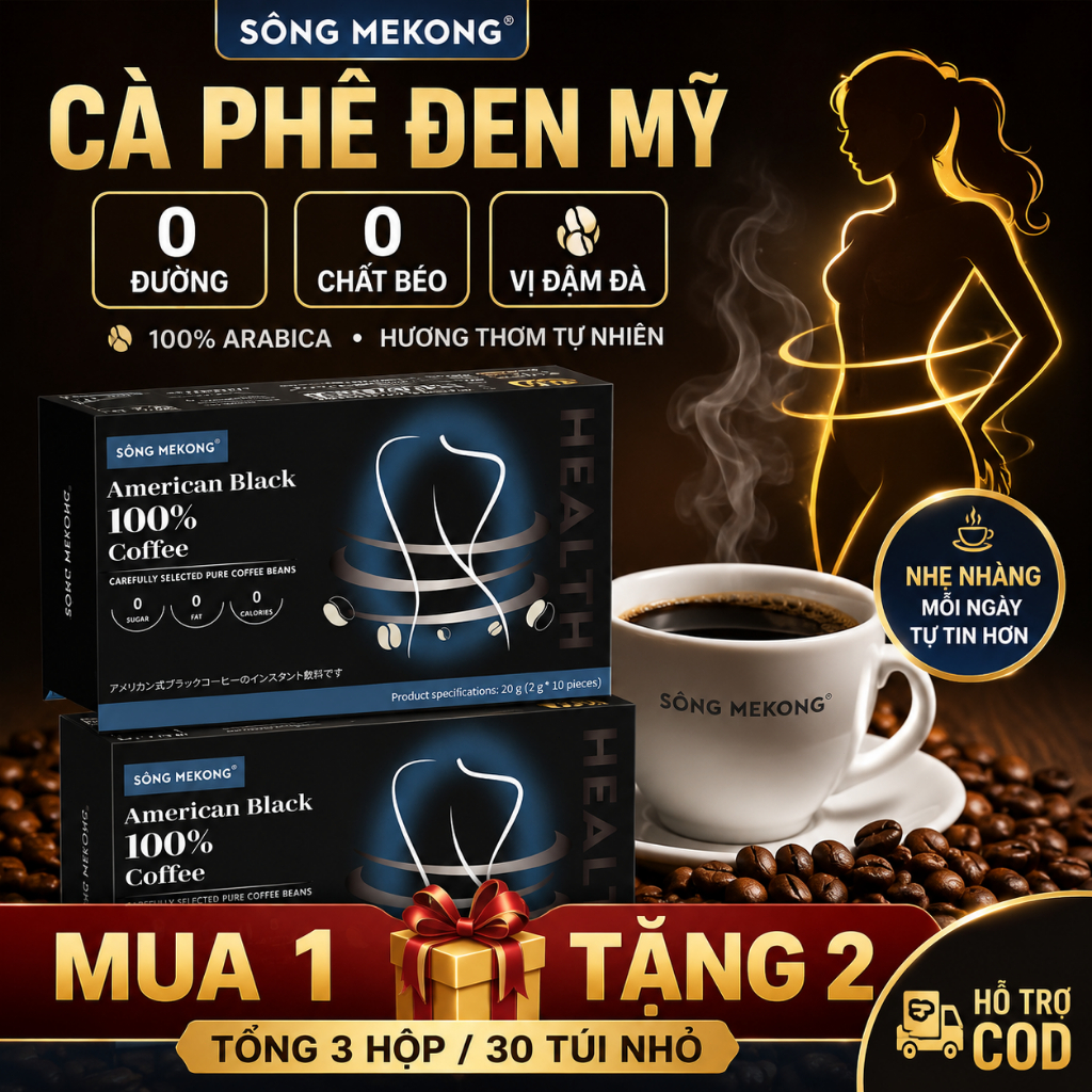 【COD】Mekong Coffee Cà Phê Đen Mỹ 0 Đường 0 Chất Béo – Mua 1 Tặng 2, Tổng 3 Hộp, Mỗi Hộp 10 Túi Nhỏ