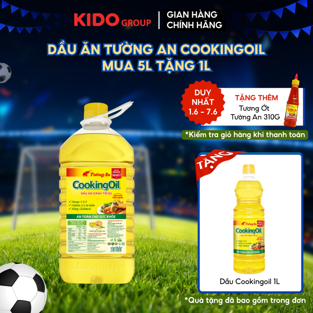 (QUÀ THÊM TRONG GIỎ) [MUA 5L TẶNG 1L] Dầu Ăn Tường An CookingOil 5L