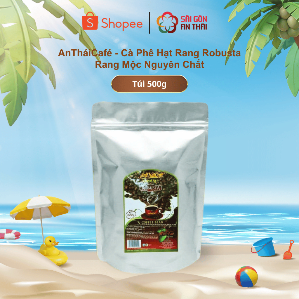 AnTháiCafé - Cà Phê Hạt Rang Robusta Rang Mộc Nguyên Chất (500gr)