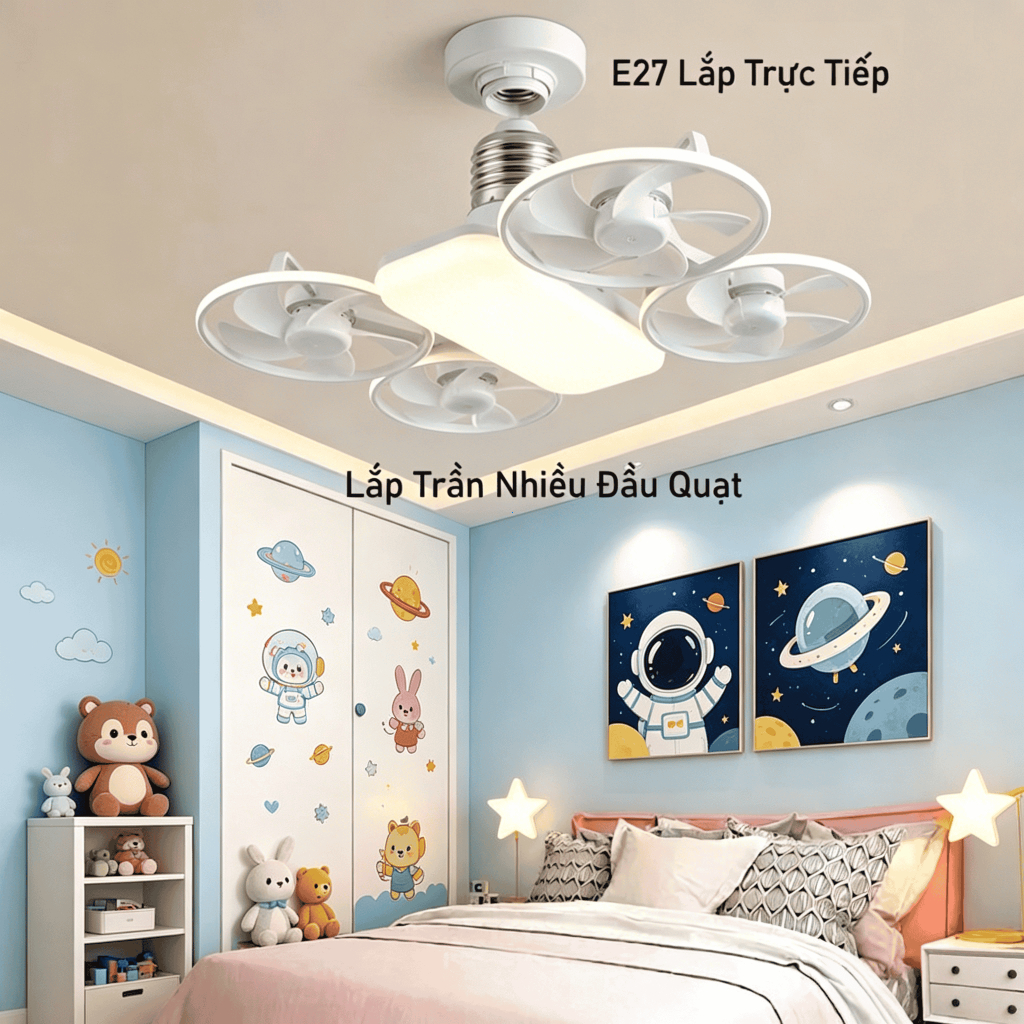 Drone fan light, adjustable LED fan with light, innovative 3-speed E27 screw installation