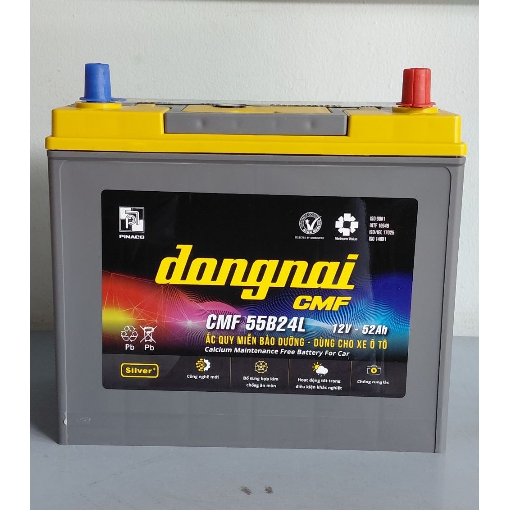 Bình ắc quy 12v khô đồng nai CMF 55B24L (12V, 52ah) cọc nhỏ, sài cho xl7, xpander, city, etiga
