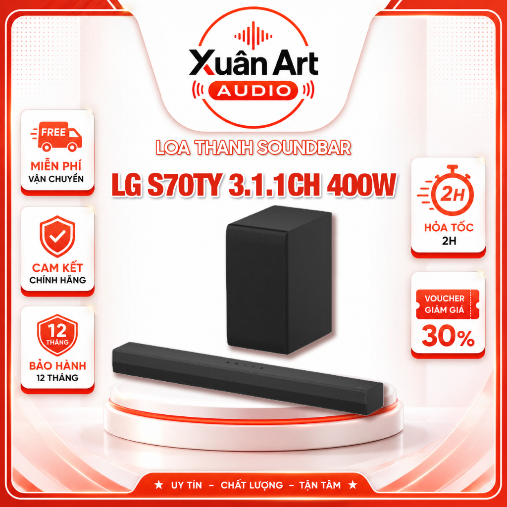 BỘ LOA THANH SOUNDBAR LG S70TY 400W MẪU 2026 - HÀNG CHÍNH HÃNG, BẢO HÀNH 12 THÁNG