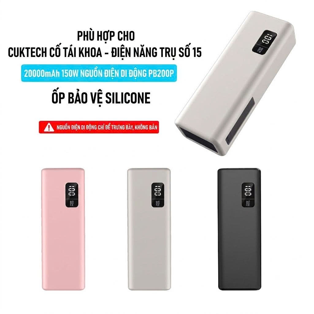 Ốp Bảo Vệ Silicon Cho Cuktech 15 (PB200P) 20000mAH 150W - Ốp Silicon Mềm Chống Trầy, Chống Va Đập, B