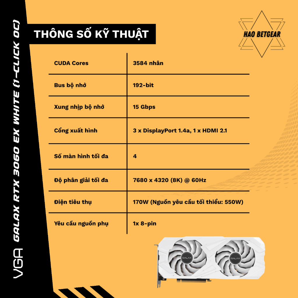 VGA Card màn hình GALAX RTX 3060 EX WHITE (1-Click OC) 12GB - Tông trắng sang trọng, công nghệ đồ họa tiên tiến | BigBuy360 - bigbuy360.vn