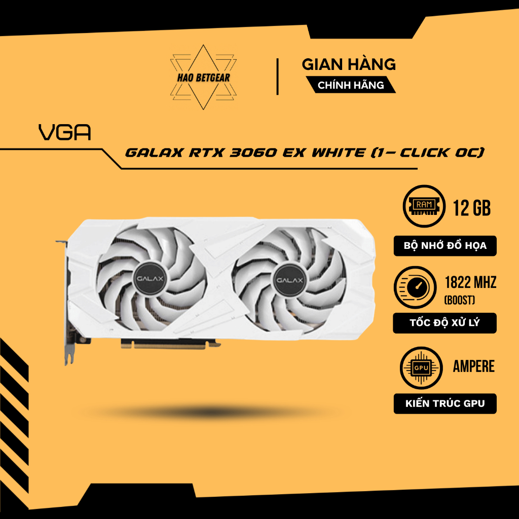 VGA Card màn hình GALAX RTX 3060 EX WHITE (1-Click OC) 12GB - Tông trắng sang trọng, công nghệ đồ họa tiên tiến | BigBuy360 - bigbuy360.vn