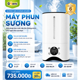 Máy Phun Sương Tạo Ẩm Beemi 5L, Phun Sương Mịn Khuếch Tán Tinh Dầu, Điều Khiển Từ Xa, Dùng Phòng Ngủ Gia Đình