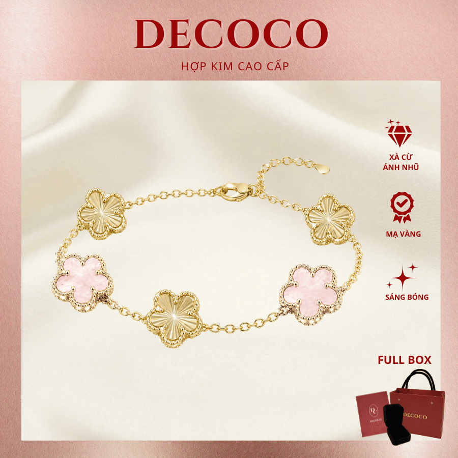 Vòng tay nữ LENA charm hoa 5 cánh may mắn mạ vàng DECOCO ( kèm Túi giấy + Hộp + Thiệp) | BigBuy360 - bigbuy360.vn