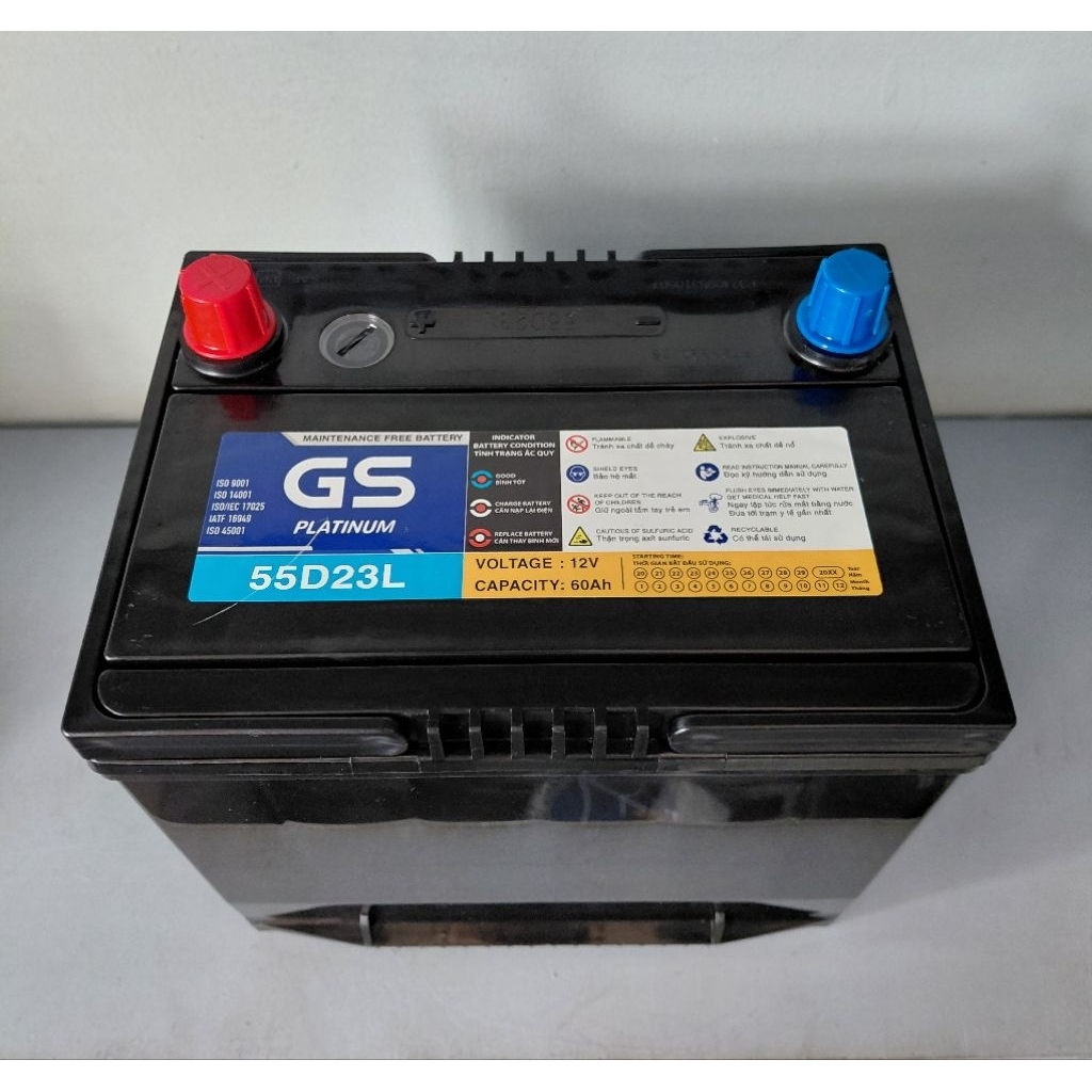 Bình Ắc Quy Ô Tô GS 55D23L 12V 60Ah Khô Miễn Bảo Dưỡng Chính Hãng GS