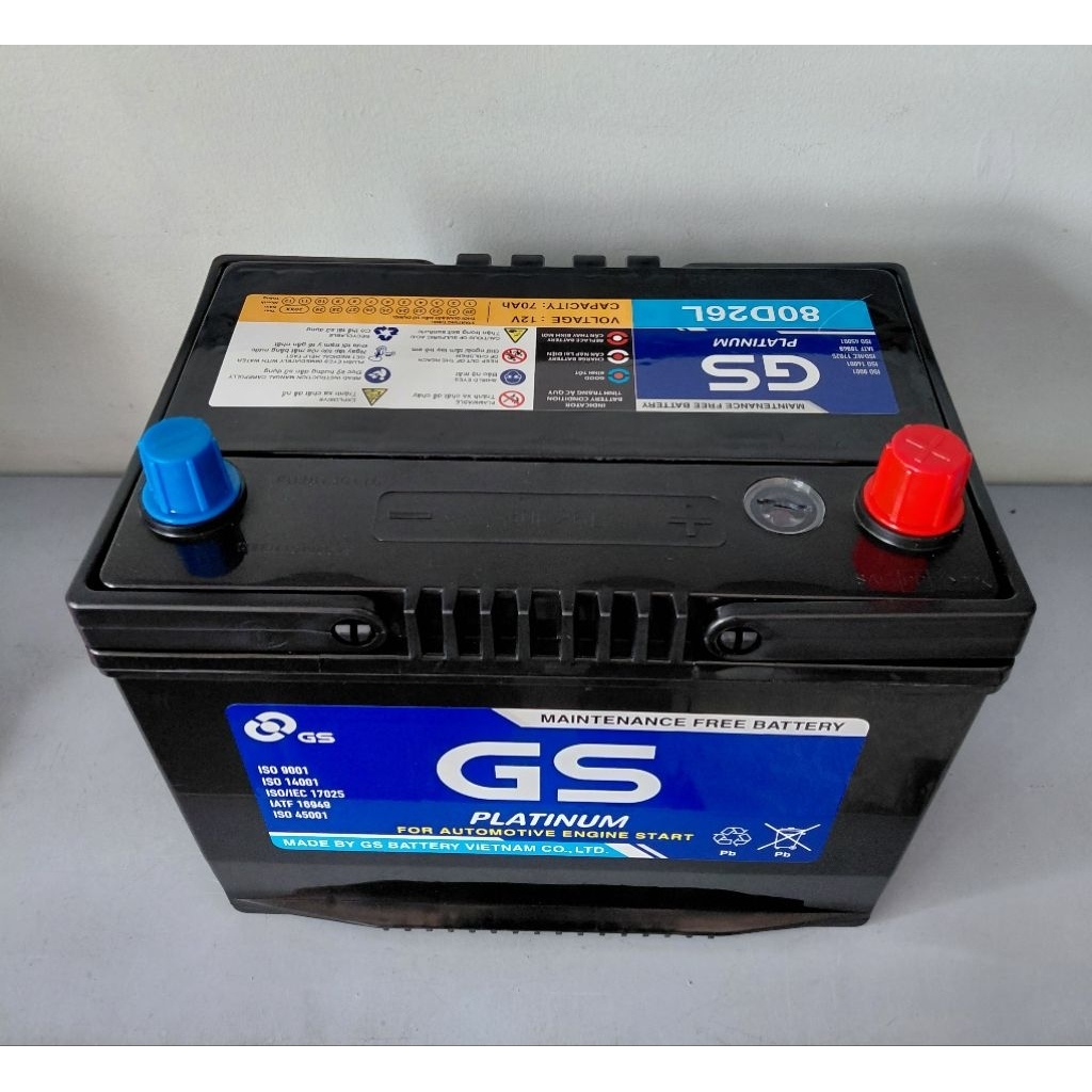 Ắc Quy Ô Tô GS MF 80D26L 12V 70Ah Khô Miễn Bảo Dưỡng Chính Hãng GS Battery