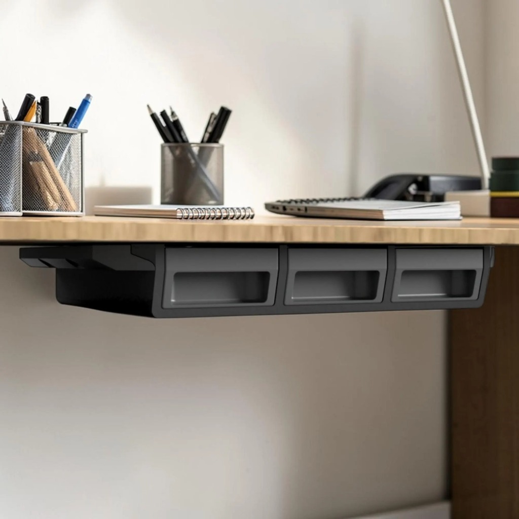 Drawer Cabinet, Minimalist Underdesk Drawer, Set of 3, Hidden Storage, Cable Storage