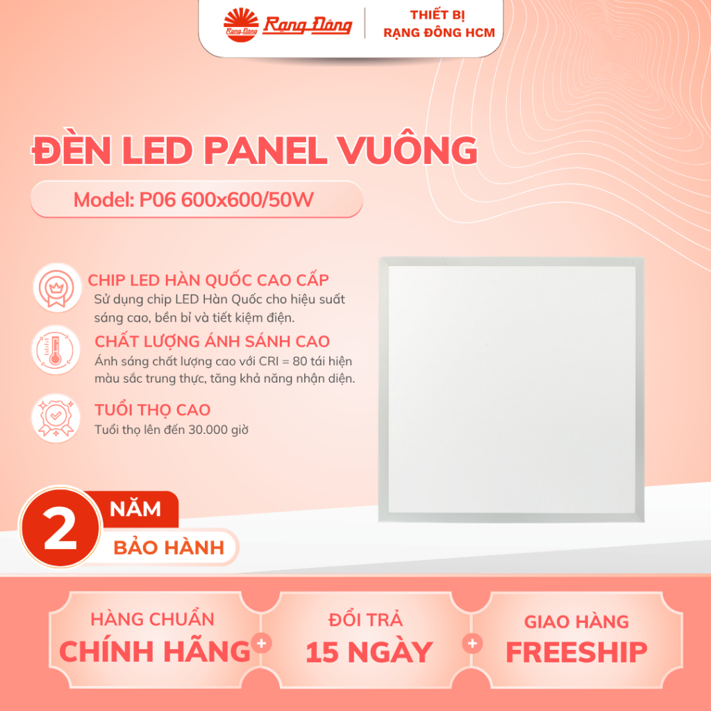 Đèn LED Panel Vuông Rạng Đông 600x600 50W - Ánh Sáng Đồng Đều Cho Văn Phòng Và Không Gian Hiện Đại (