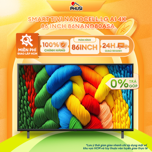 86NANO80ASA [GIAO LẮP HCM] Smart Tivi NanoCell LG AI 4K 86 inch 86NANO80ASA - CHÍNH HÃNG