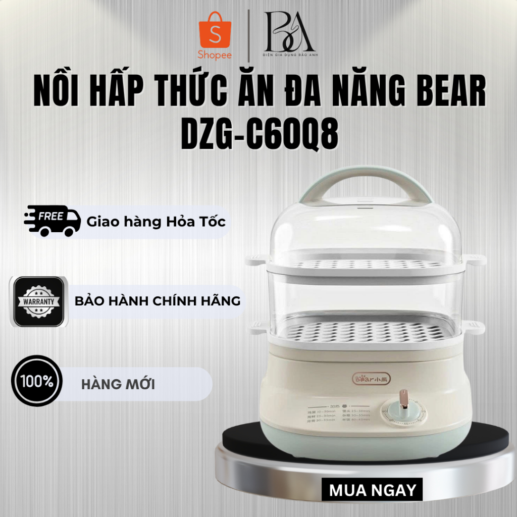 Nồi hấp thức ăn đa năng Bear DZG-C60Q8 - Hàng Chính Hãng - Bảo Hành 18 Tháng