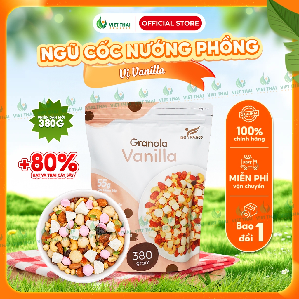 Ngũ Cốc Nướng Phồng VỊ VANI 380G Granola Mix Sữa Chua Sấy Befresco Việt Thái Organic