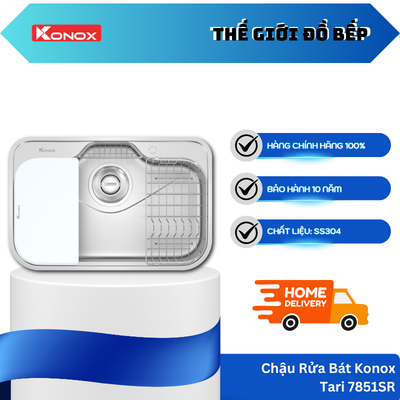 Chậu Rửa Bát Konox Tari 7851SR – Inox SS304 Bền Bỉ – Thiết Kế 1 Hố Phong Cách Nhật – TGB