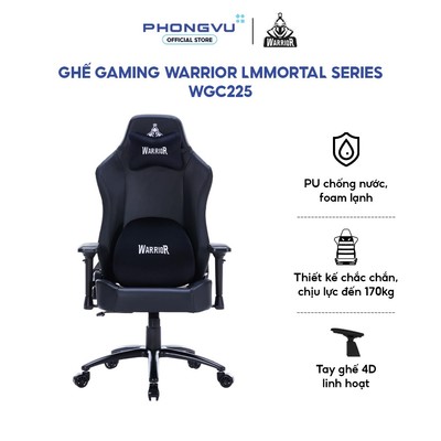 Ghế Gaming Warrior Immortal Series WGC225 - Tay ghế 4D - PU chống nước - Ngả 160° - Bảo hành 12 tháng