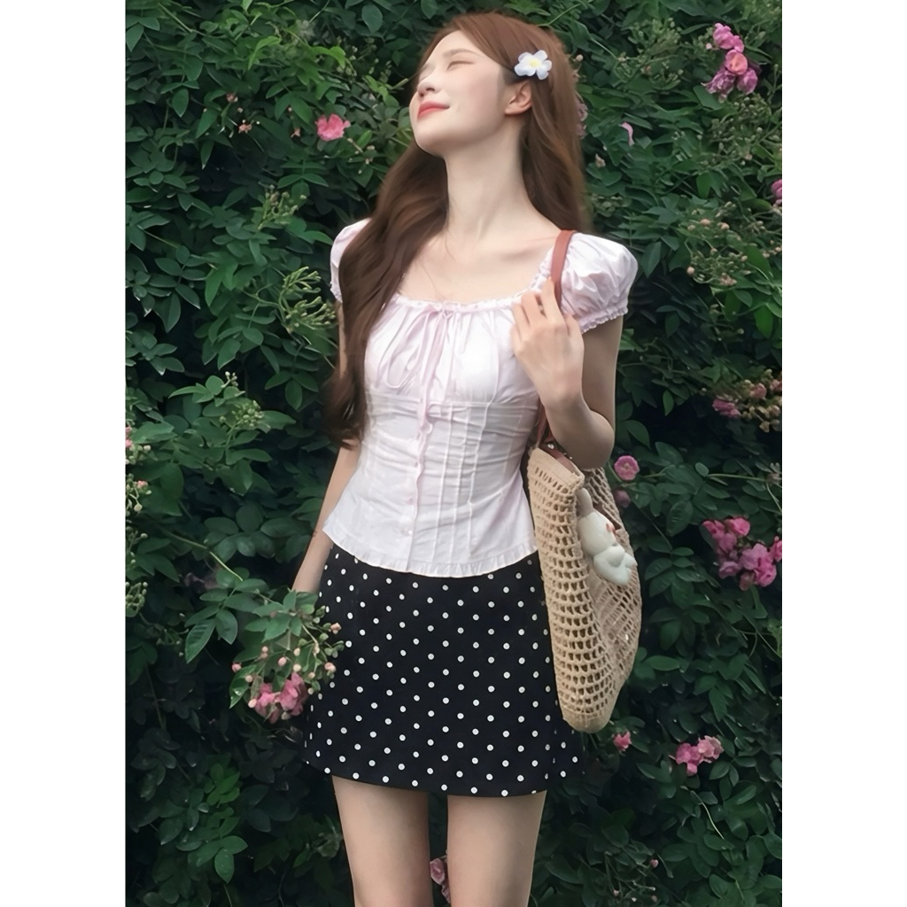 [Hàng chuẩn QC] Chân váy chấm bi dáng ngắn form chữ A có quần trong Polka Skirt - A6469 | BigBuy360 - bigbuy360.vn