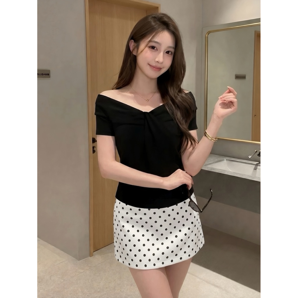 [Hàng chuẩn QC] Chân váy chấm bi dáng ngắn form chữ A có quần trong Polka Skirt - A6469 | BigBuy360 - bigbuy360.vn