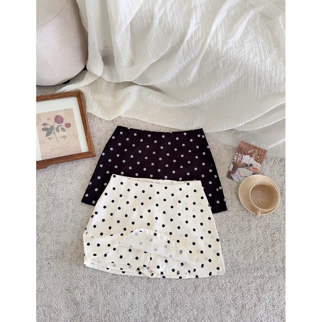 [Hàng chuẩn QC] Chân váy chấm bi dáng ngắn form chữ A có quần trong Polka Skirt - A6469 | BigBuy360 - bigbuy360.vn