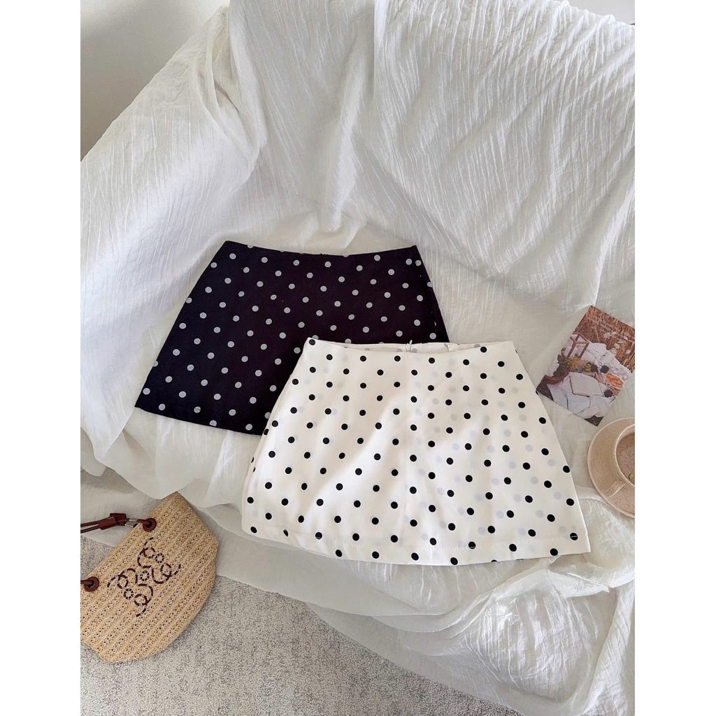 [Hàng chuẩn QC] Chân váy chấm bi dáng ngắn form chữ A có quần trong Polka Skirt - A6469 | BigBuy360 - bigbuy360.vn